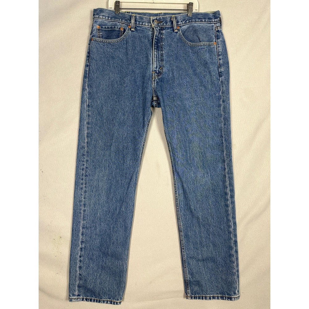 Levis 505 Jeans Mens 38x34 Regular Fit Blue Straight Leg 5-Pocket Denim Pant EUC